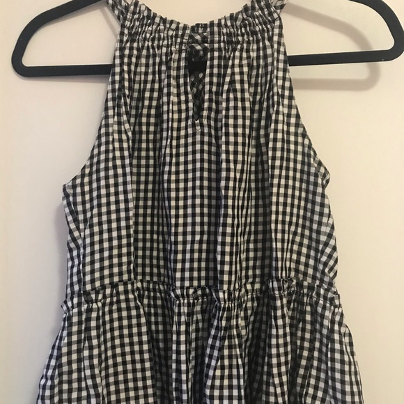 LOFT Black White Gingham Halter Top Peplum XS-P - Picture 3 of 6